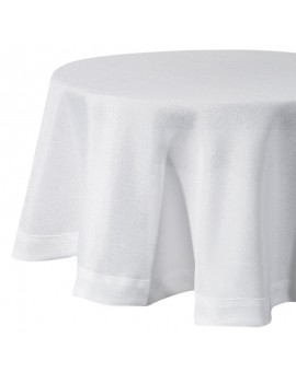 Obrus okragły średnica 150 cm z tkaniny przypominającej płótno STELLA 2 z podwójną listwą na brzegach Eurofirany | Time- 2