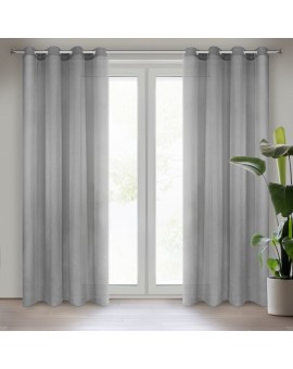 Firana stalowa o strukturze drobnego deszczyku wzór poziomy 140x250 cm przelotka REBECCA