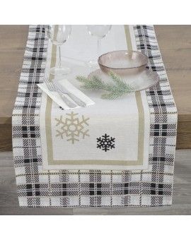 Bieżnik gobelinowy ANGEL z motywem kraty i śnieżynek