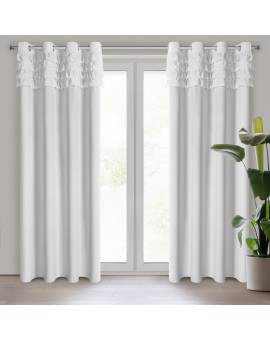 Zasłona welwetowa ERIN zdobiona falbanami 140x250 cm przelotka - ERIN