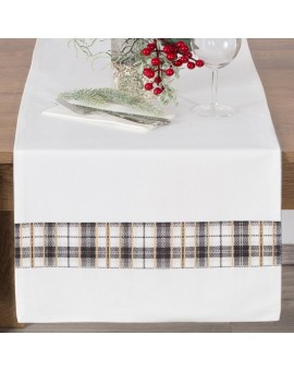 Bieżnik welwetowy ANGEL z motywem kraty