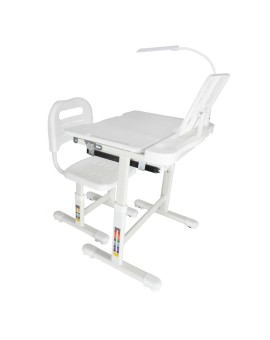 Biurko dziecięce szkolne regulowane krzesło lampka LED USB białe Kik Sp. z o. o. Sp. k. | Time- 2