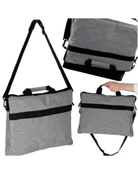 Torba na laptopa 15,6 cali na ramię z paskiem teczka biznesowa damska męska szara