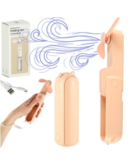 Wiatrak biurkowy wentylator mini ręczny składany wiatraczek przenośny USB różowy