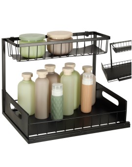 Organizer szafka półka kuchenna kosz pod zlew umywalkę wysuwana półka pojemnik 2-poziomowy metal