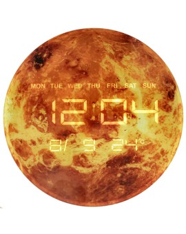 Zegar ścienny planeta mars z wyświetlaczem LED 32 cm pomarańczowy