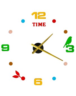 Zegar ścienny naklejany DIY regulowany 80-90 cm złote wskazówki kolorowy 4 cyfry