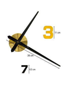 Zegar ścienny naklejany DIY regulowany 100-120 cm czarny złoty 12 cyfr