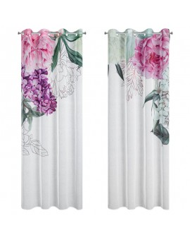 Komplet zasłon ISA z lekkiej etaminy z motywem letnich kwiatów