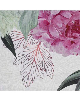 Komplet zasłon ISA z lekkiej etaminy z motywem letnich kwiatów