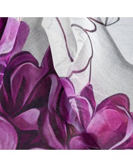 Komplet zasłon ISA z lekkiej etaminy z motywem letnich kwiatów