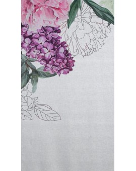 Komplet zasłon ISA z lekkiej etaminy z motywem letnich kwiatów