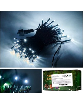 Lampki LED łańcuch świetlny świąteczne choinkowe 10m 100LED zimny biały 8 trybów świecenia Kik Sp. z o. o. Sp. k. | Time- 2