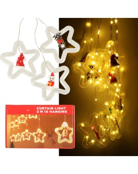 Kurtyna Led na okno girlanda gwiazdki świąteczna choinkowa 3 m 125 LED