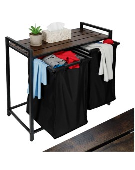 Kosz na pranie bieliznę 2 komory z półką blatem pojemnik loft 80l Kik Sp. z o. o. Sp. k. | Time- 2