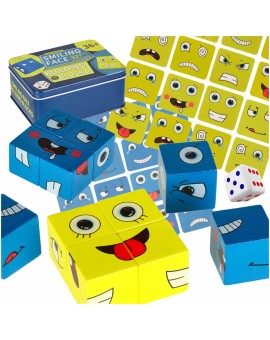 Gra edukacyjne wyzwania nauka emocji klocki drewniane