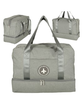 Torba podróżna bagaż podręczny do samolotu podróżna turystyczna pojemna uchwyt kieszenie 39x18x30 szara