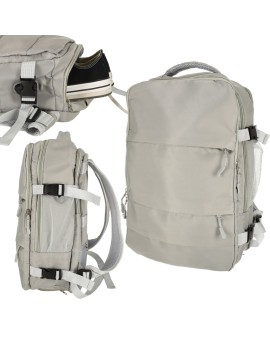 Plecak podróżny bagaż podręczny RYANAIR WIZZAIR USB szary