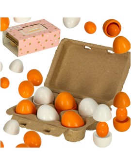 Jajka drewniane montessori do zabawy wyjmowane żółtka
