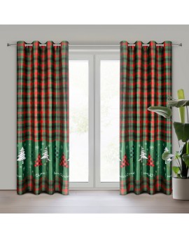 Zasłona gotowa FELIKS z welwetu zdobiona nadrukiem świątecznym