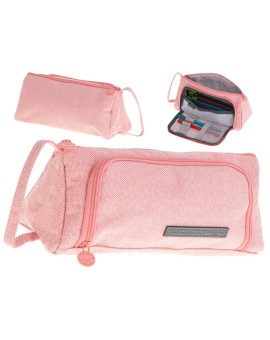 Piórnik szkolny dwukomorowy saszetka kosmetyczka rozkładany 3w1 różowy