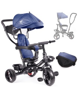 Rowerek trójkołowy Trike Fix Lite rower spacerówka 3w1 obracany 360 wolne koło granatowy Kik Sp. z o. o. Sp. k. | Time- 2