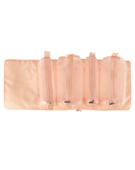 Kosmetyczka składana podróżna wypinana zwijana 4w1 duża pojemność przenośna różowa